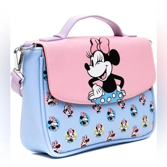 Disney Minnie Mouse Pink and Blue Crossbody Bag NWT - Picture 1 of 12
